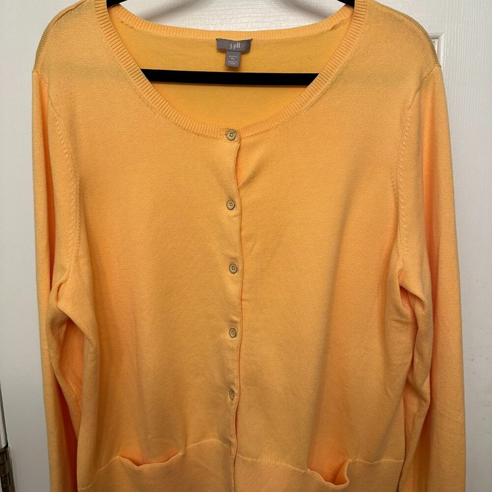 J. Jill Apricot Button-Down Crewneck Cardigan Size XL